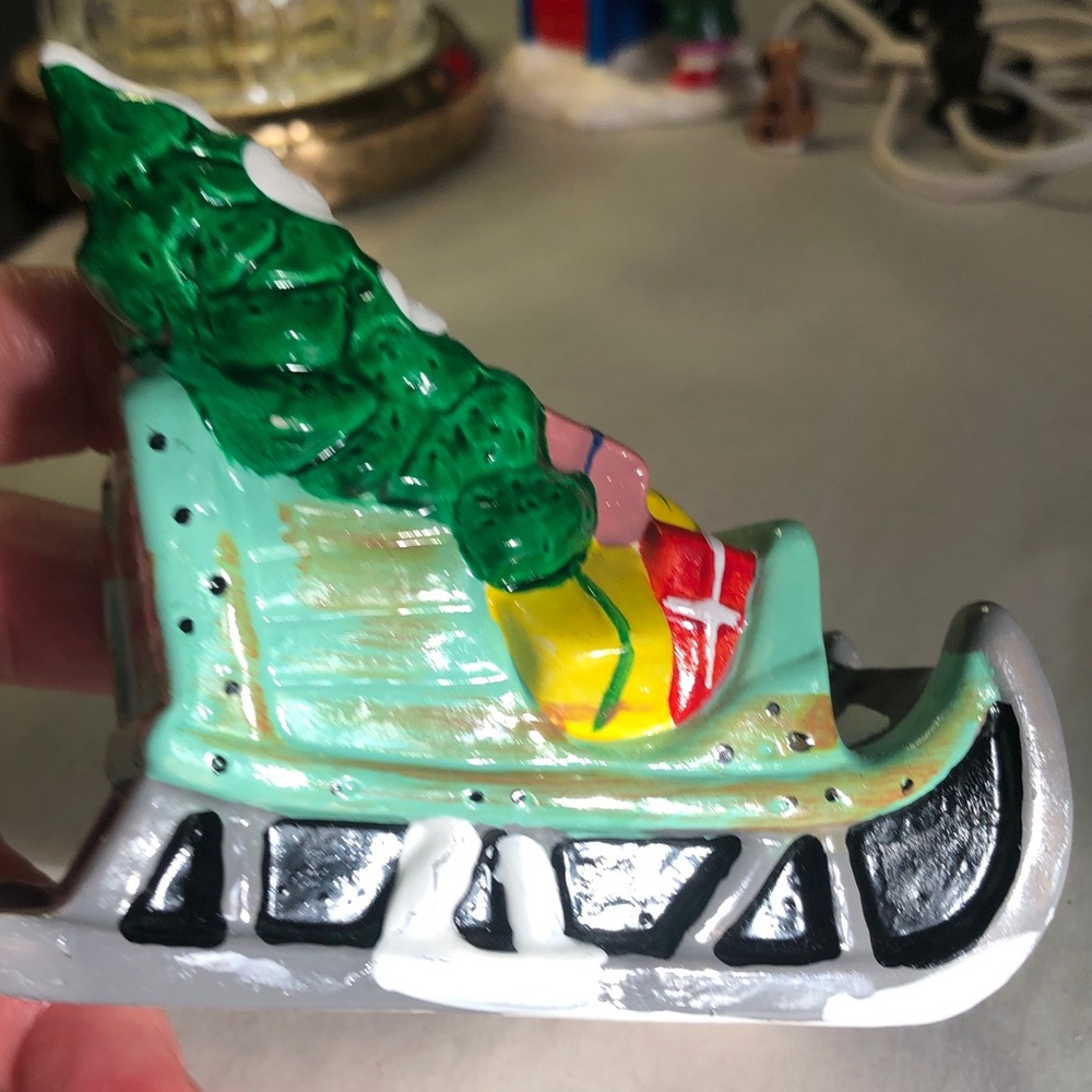Department 56 Snow Village HOMESPUN HOLIDAY 1981 Ceramic Sleigh #50792